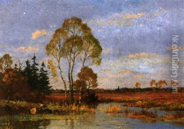 Herbstliche Moorlandschaft Oil Painting - Philipp Roeth