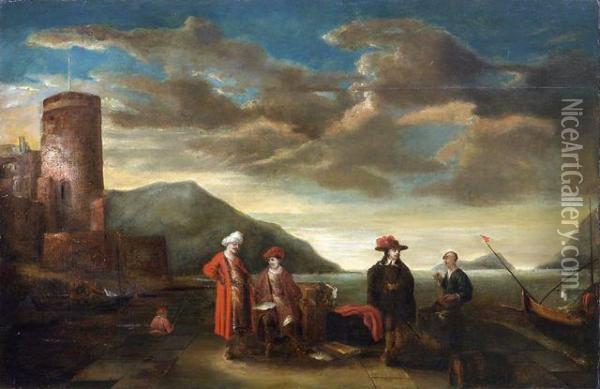 Hafenszene Mit Orientalen Oil Painting - Thomas Wyck