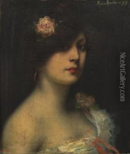 Portrait Of A Lady Oil Painting - Antonin Roux-Renard