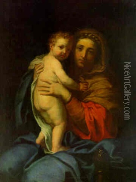 The Virgin And Child Oil Painting - Charles Le Brun