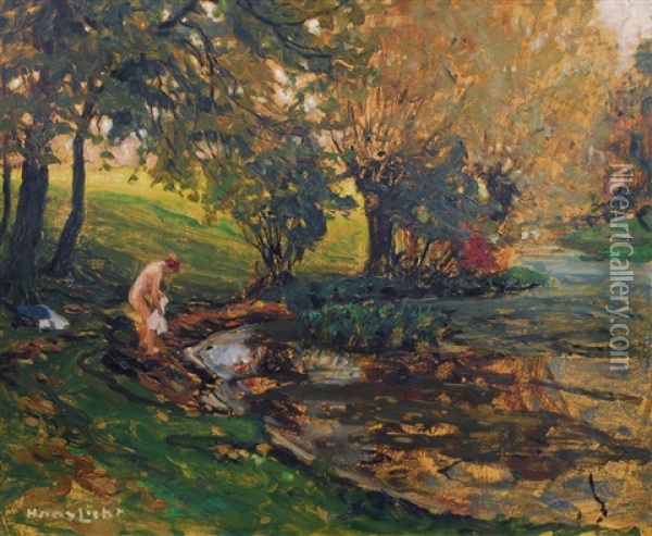 After The Bath Oil Painting - Hans Licht