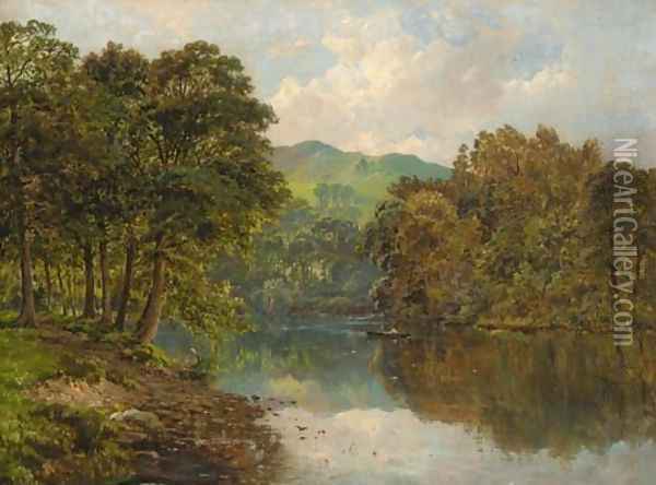 Crossing the tranquil river Oil Painting - Alfred de Breanski