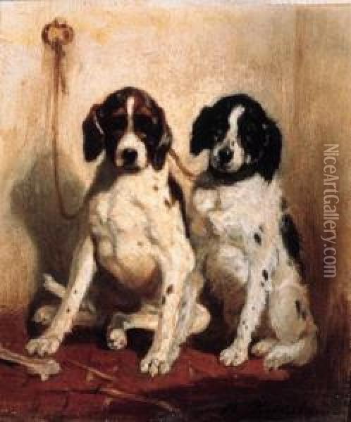 Pointers In A Kennel Oil Painting - Philippe Rousseau