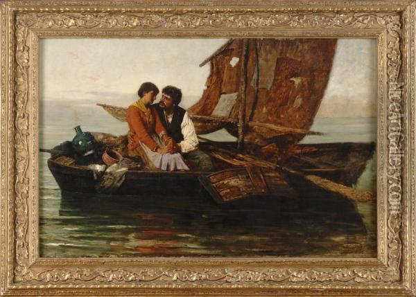 Italienisches Fischerpaar. Oil Painting - Richard Falkenberg