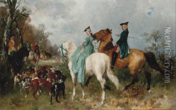 The Hunting Party Oil Painting - Helene Buttner