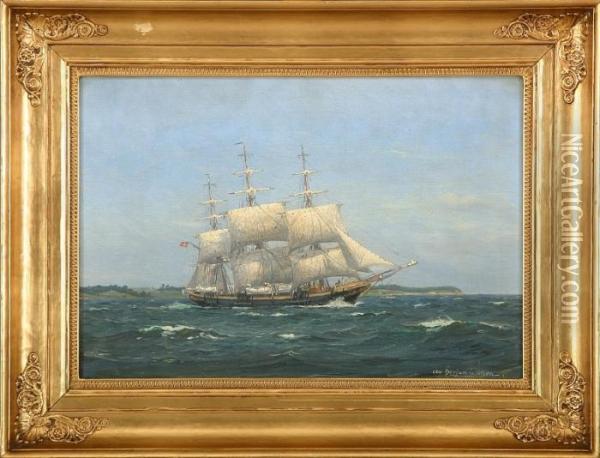 The Danish Training Ship Georg Stage Off Kerteminde Oil Painting - Christian Benjamin Olsen