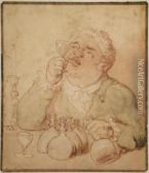 Theconoisseur Of Wine Oil Painting - Thomas Rowlandson
