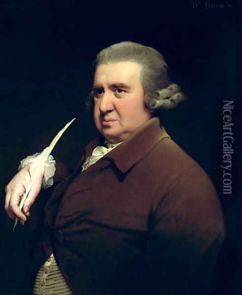 Portrait of Dr Erasmus Darwin (1731-1802) scientist, inventor and poet, grandfather of Charles Darwin, 1792-93 Oil Painting - Josepf Wright Of Derby