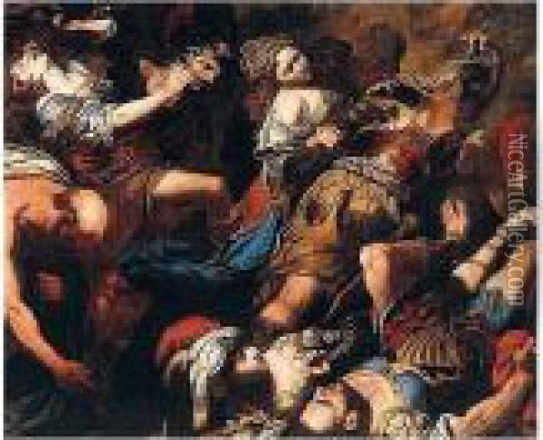 The Rape Of The Sabine Women Oil Painting - Pietro Paolo Raggi