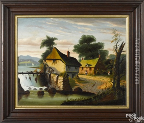 Gristmill Along The Hudson Oil Painting - Thomas Chambers