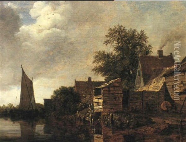 Buildings By A Waterway Oil Painting - Cornelis Gerritsz Decker