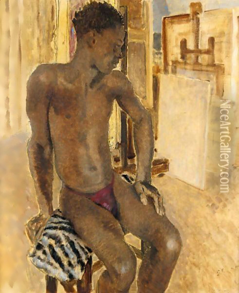 Negro Model In Studio Oil Painting - Glyn Warren Philpot