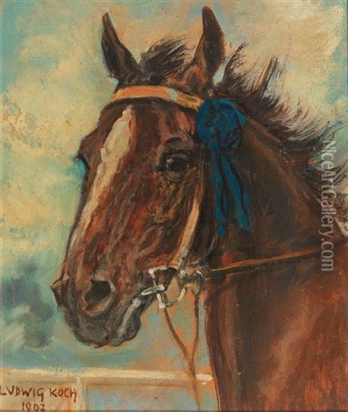 A Winning Horse Oil Painting - Ludwig Koch