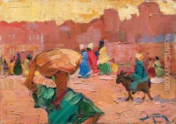Ulica W Arabskim Miescie Oil Painting - Adolf, Abraham Behrman