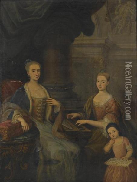 Ritratto Di Famiglia In Un Interno Oil Painting - Angelo Crescimbeni