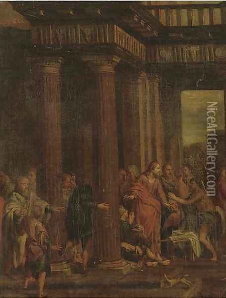 Christ driving the Money-changers from the Temple Oil Painting - Sebastiano Ricci