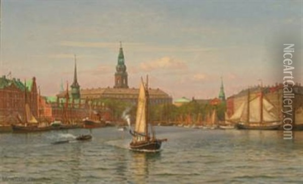 View From Copenhagen Harbor Oil Painting - Vilhelm Karl Ferdinand Arnesen