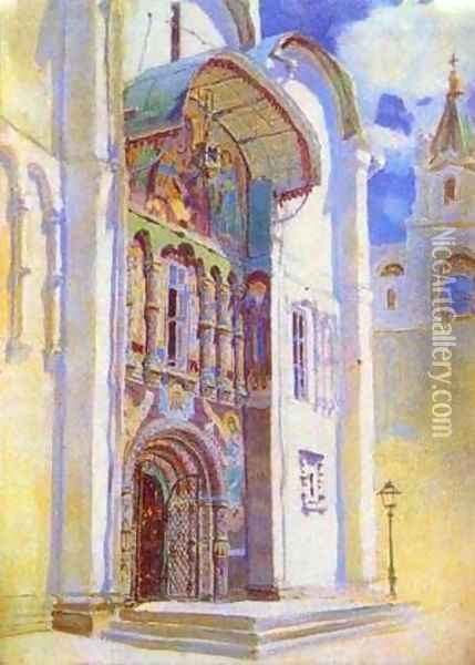 The Uspensky Cathedral South Gates 1877 Oil Painting - Vasily Polenov