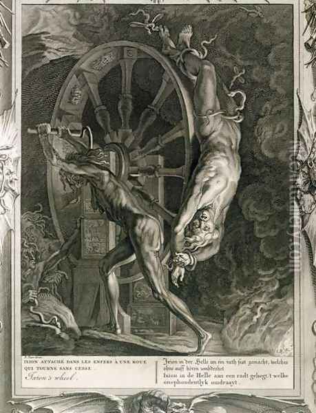 Ixion in Tartarus on the Wheel, 1731 Oil Painting - Bernard Picart