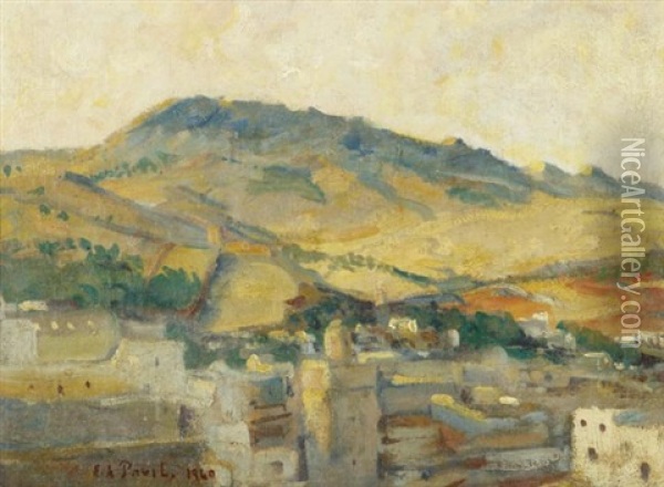 Village Au Pied Des Montagnes Oil Painting - Elie Anatole Pavil