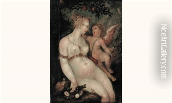 Venus Et L'amour Oil Painting - Dirk de Quade van Ravesteyn