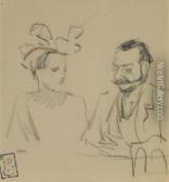 Couple De Bourgeois Oil Painting - Theophile Alexandre Steinlen