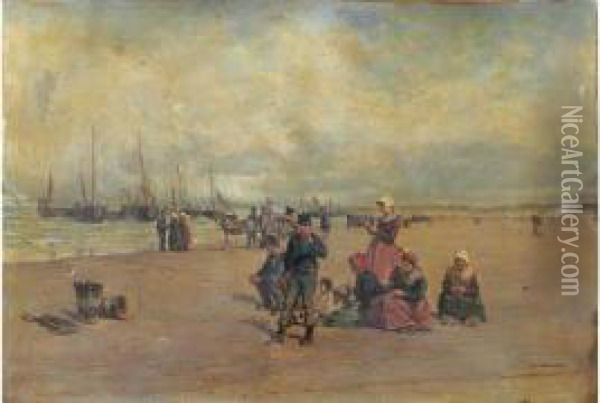 L'attente Sur La Plage Oil Painting - Gustave David