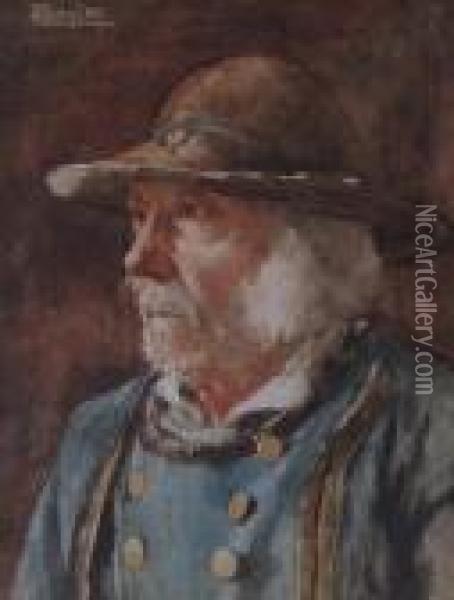 Portrait Of A Fisherman. Oil Painting - William Langley