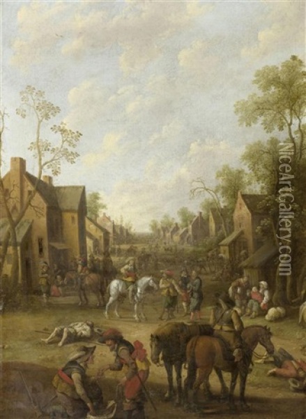 Raububerfall In Einem Dorf Oil Painting - Joost Cornelisz. Droochsloot