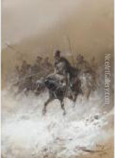 Cavalry In The 1812 Campaign Oil Painting - Nikolai Nikolaevich Karazin