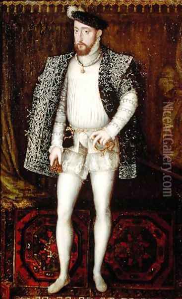 Portrait of Henri II (1519-59) King of France, 1547 Oil Painting - (workshop of) Clouet, Francois