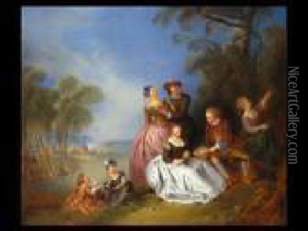 Familienausflug In Der Campagne Oil Painting - Jean-Baptiste Joseph Pater