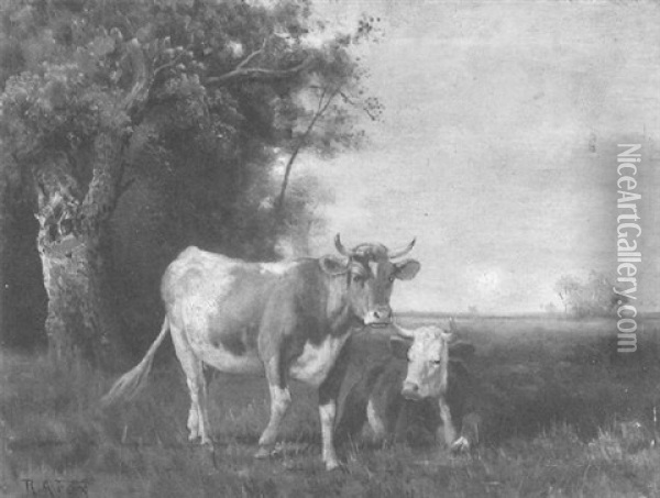 Cows In Pasture Oil Painting - Robert Atkinson Fox