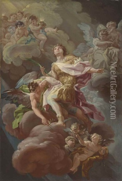 Saint Hermenegild Surrounded By Angels And Cherubs Oil Painting - Corrado Giaquinto