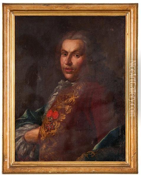 Ritratto Di Aristocratico Con Croce Dell'ordine Di Malta Oil Painting - Salomon Adler
