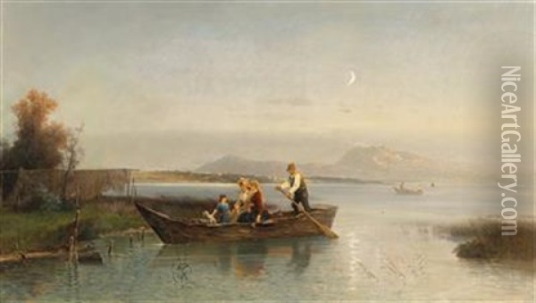 Crossing The Chiemsee Oil Painting - Conrad Wimmer