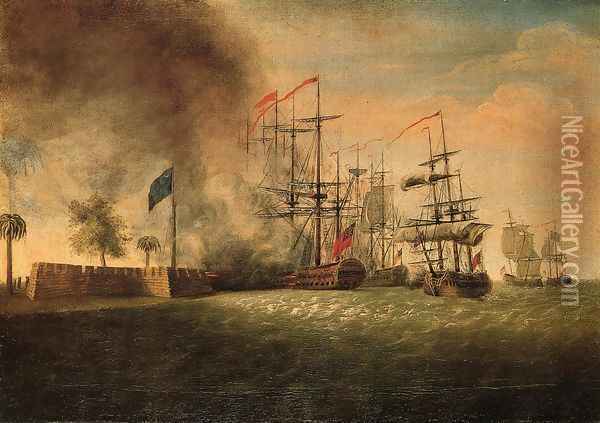 Sir Peter Parker's Attack Against Fort Moultrie Oil Painting - James Peale