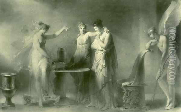 Psyche And Her Two Sisters Oil Painting - Jean-Honore Fragonard