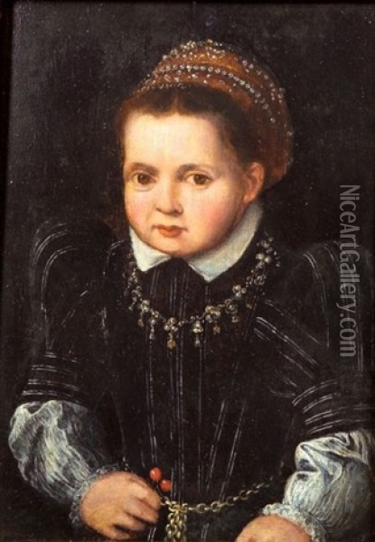 Portrait Of A Child Oil Painting - Pieter Jansz Pourbus