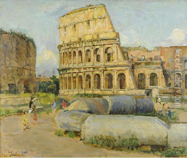 Bambini Al Colosseo Oil Painting - Ise Lebrecht