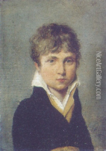 Portrait Of A Young Man In A Black Jacket Oil Painting - Louis Leopold Boilly