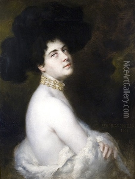 Portrait Of A Young Lady Oil Painting - Ferdinand Keller