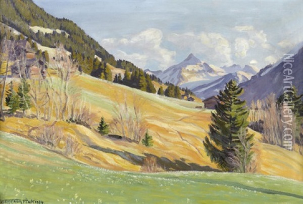 Aprilvorabend Bei Gstaad Oil Painting - Waldemar Theophil Fink