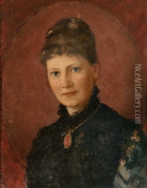 Portrait Der Frau Julie Krauskopf (geb. Simons) Auf Hohenbuchau (georgenborn) Bei Schlangenbad Oil Painting - Henriette de Rege