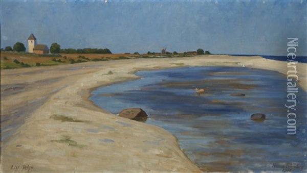 Shore Landscape, Lill Rago Estonia Oil Painting - Hanna Roennberg