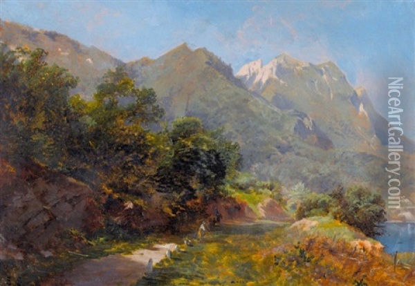 Sonniger Uferweg Oil Painting - Eugene Etienne Sordet