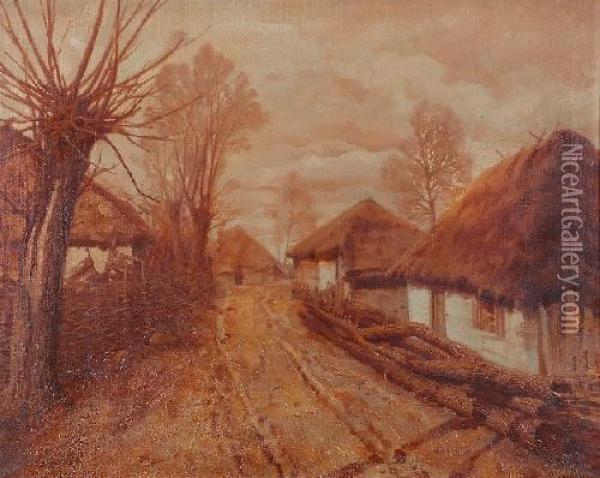 Droga Przez Wies Oil Painting - Jan Grubinski