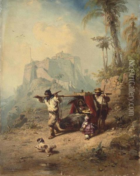 Castello Del Pico, Madeira Oil Painting - Eduard Hildebrandt