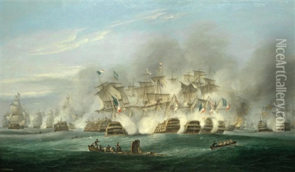 The Battle Of Trafalgar Oil Painting - Thomas Luny