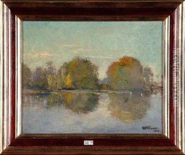 Paysage A L'etang Oil Painting - Henri Ottevaere